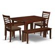 Pemberly Row 5-Piece Dining Table Set with Mahogany Finish and Benches