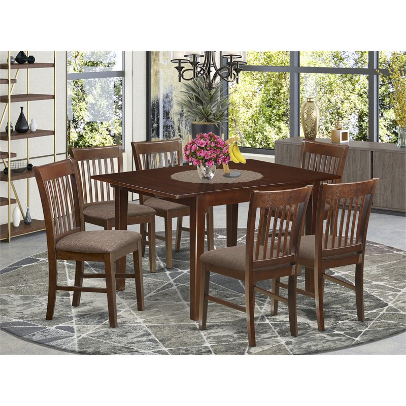 Pemberly Row 7-Piece Wood Dining Table and Chairs Set in Mahogany