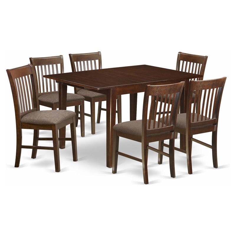 Pemberly Row 7-Piece Wood Dining Table and Chairs Set in Mahogany