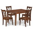 Pemberly Row 5-Piece X-Back Wooden Dining Set in Mahogany Finish