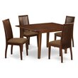 Pemberly Row 5-Piece Dining Set with Linen Seat in Mahogany Finish