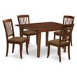 Pemberly Row 5-Piece Dining Set with Slatted Chairs in Mahogany Finish
