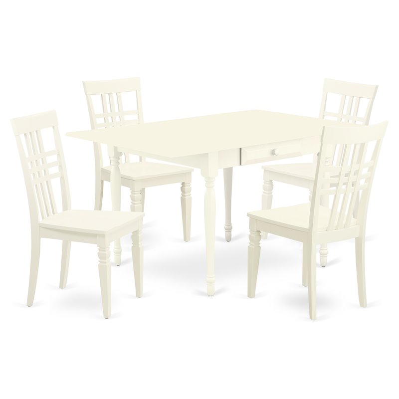 Pemberly Row 5-Piece Hardwood Dining Set in Linen White Finish