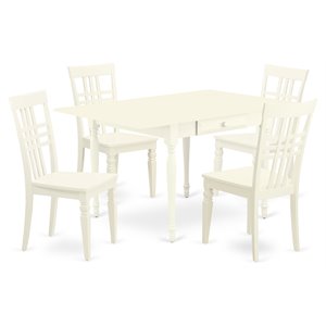 Pemberly Row 5-Piece Hardwood Dining Set in Linen White Finish