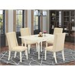Pemberly Row 5-Piece Wood Dining Table Set in Linen White and Cream