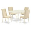 Pemberly Row 5-Piece Wood Dining Table Set in Linen White and Cream
