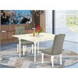 Pemberly Row 3-Piece Wood Dining Set in Linen White and Smoke Finish