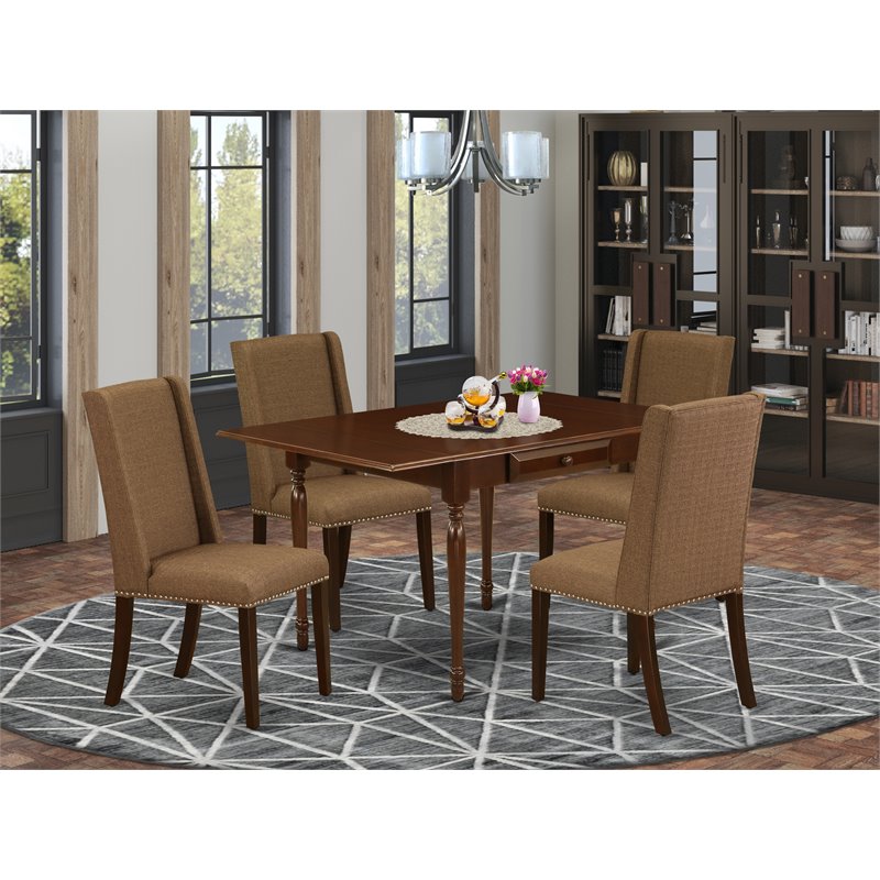 Pemberly Row 5-Piece Wood Kitchen Dining Set in Mahogany and Brown