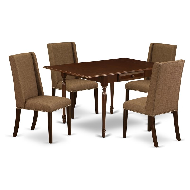 Pemberly Row 5-Piece Wood Kitchen Dining Set in Mahogany and Brown