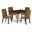 Pemberly Row 5-Piece Wood Kitchen Dining Set in Mahogany and Brown