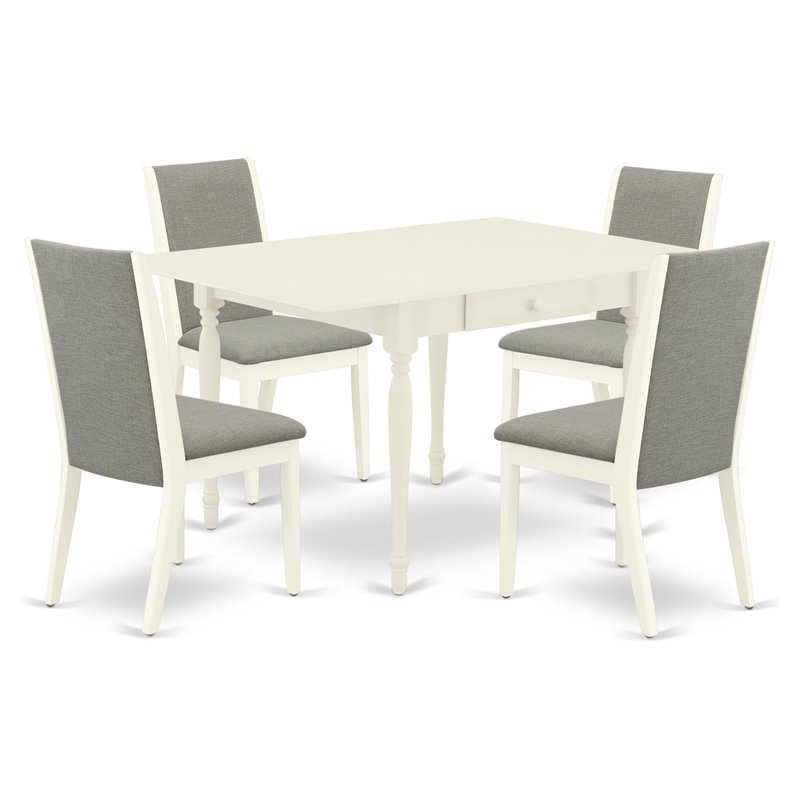 Pemberly Row 5-Piece Dining Set in Linen White with Shitake Seats