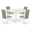 Pemberly Row 5-Piece Dining Set in Linen White with Shitake Seats