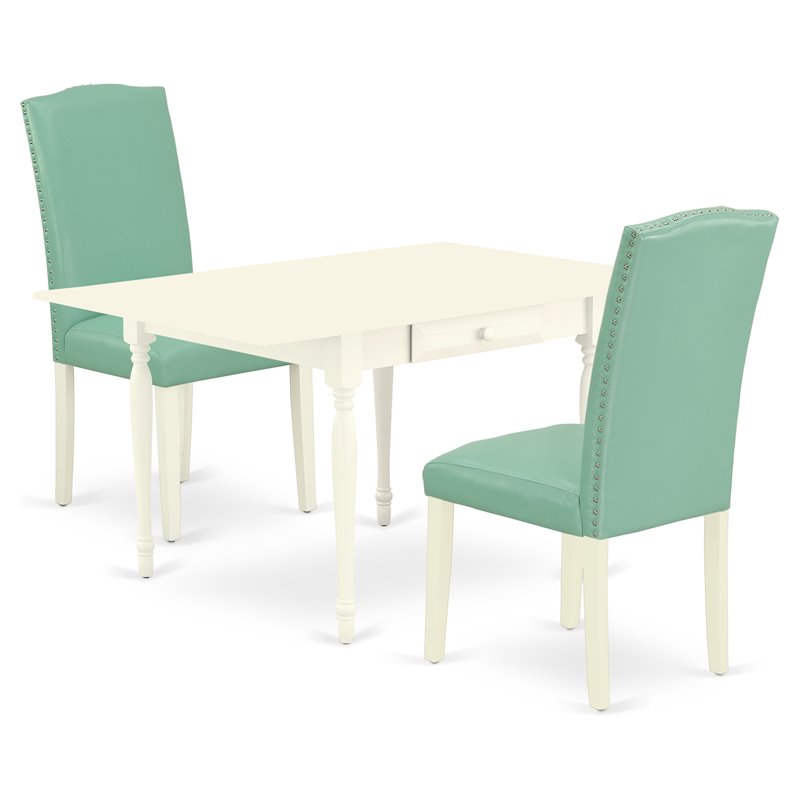 Pemberly Row 3-Piece Dining Table Set in Linen White and Pond