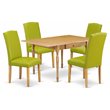 Pemberly Row 5-Piece Oak Wood Dining Set with Autumn Green Chairs