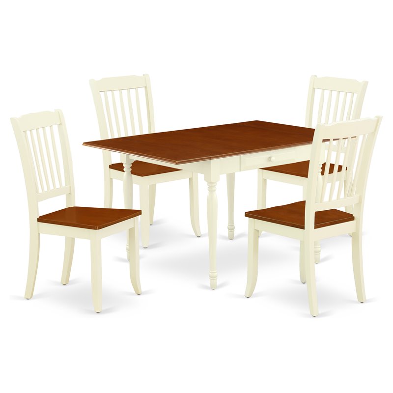 Pemberly Row 5-Piece Wood Dining Set with Slatted Chairs in Cherry