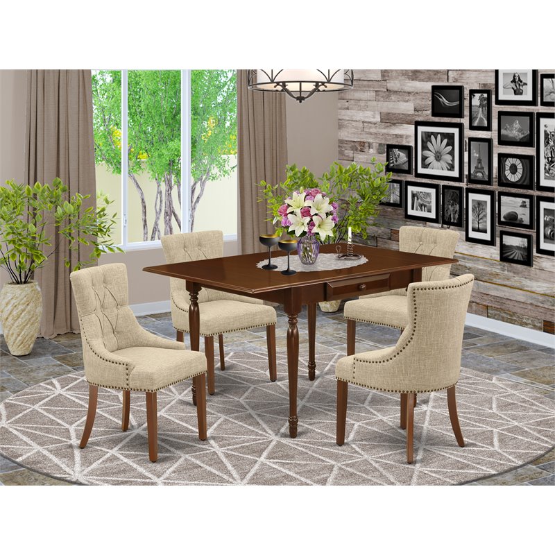 Pemberly Row 5-Piece Dining Set with Mahogany & Doeskin Finish