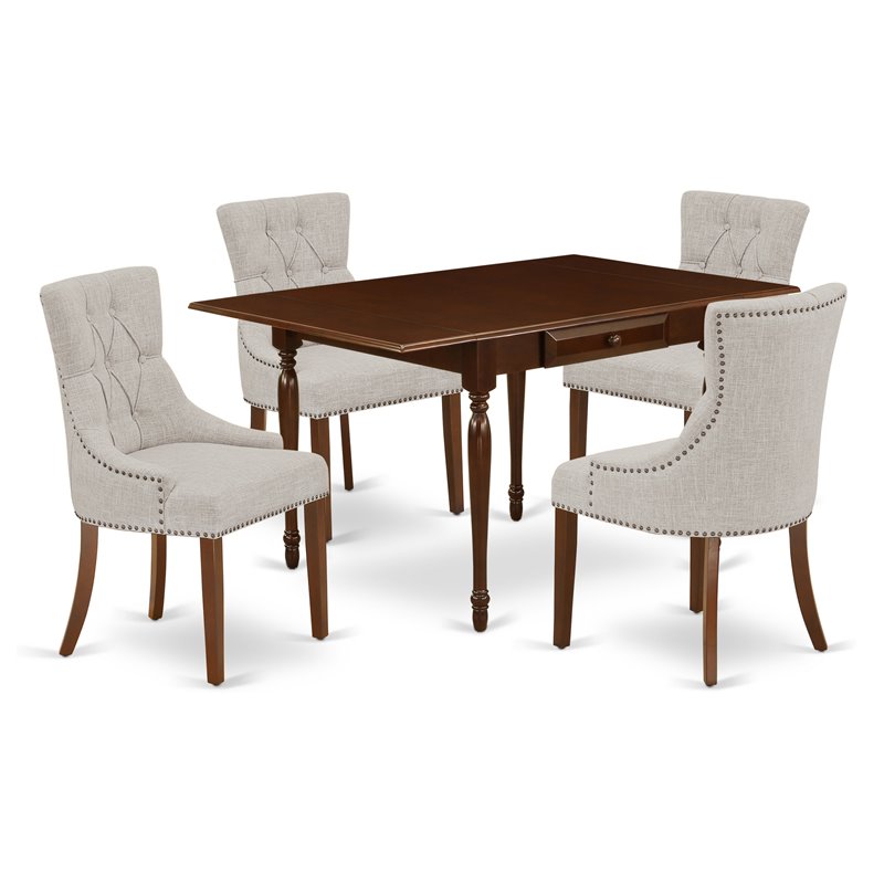 Pemberly Row 5-Piece Dining Set with Mahogany & Doeskin Finish