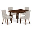 Pemberly Row 5-Piece Dining Set with Mahogany & Doeskin Finish