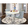Pemberly Row 3-Piece Wood Dining Table Set in Linen White/Baby Blue