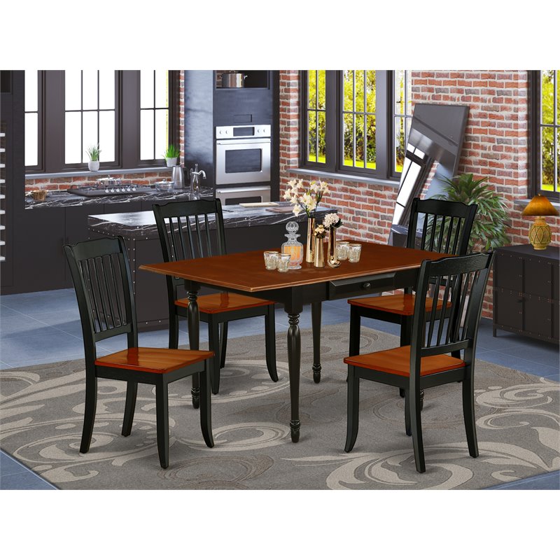 Pemberly Row 5-Piece Wood Dining Table Set in Black and Cherry