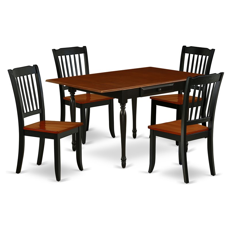 Pemberly Row 5-Piece Wood Dining Table Set in Black and Cherry