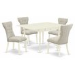 Pemberly Row 5-Piece Wood Dining Table Set in Linen White and Doeskin