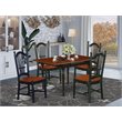Pemberly Row 5-Piece Black and Cherry Wood Dining Set w/ Panel Back