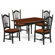 Pemberly Row 5-Piece Black and Cherry Wood Dining Set w/ Panel Back