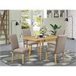 Pemberly Row 5-Piece Wood Dining Set with Parson Chairs in Oak