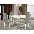 Pemberly Row 5-Piece Dining Set with High Back Chairs in Linen White