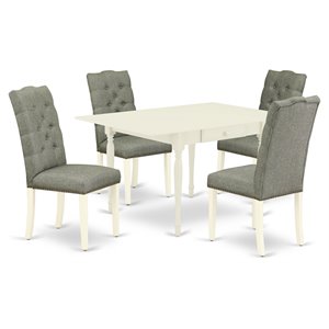 Pemberly Row 5-Piece Dining Set with High Back Chairs in Linen White