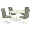 Pemberly Row 5-Piece Dining Set with High Back Chairs in Linen White