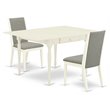 Pemberly Row 3-Piece Wood Dining Set with Drop Leaf Table in Linen White