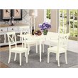 Pemberly Row 5-Piece Dining Set with Faux Leather Chairs in Linen White