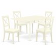Pemberly Row 5-Piece Dining Set with Faux Leather Chairs in Linen White