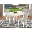 Pemberly Row 3-Piece Mid-Century Dining Set in Linen White and Doeskin