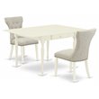 Pemberly Row 3-Piece Mid-Century Dining Set in Linen White and Doeskin