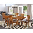 Pemberly Row 7-Piece Dining Set with Ladder Back Chairs in Saddle Brown