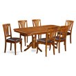 Pemberly Row 7-Piece Dining Set with Ladder Back Chairs in Saddle Brown