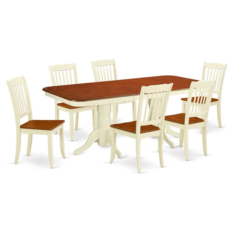 Pemberly Row 7-Piece Dining Set with Butterfly Leaf and Cherry Wood Finish