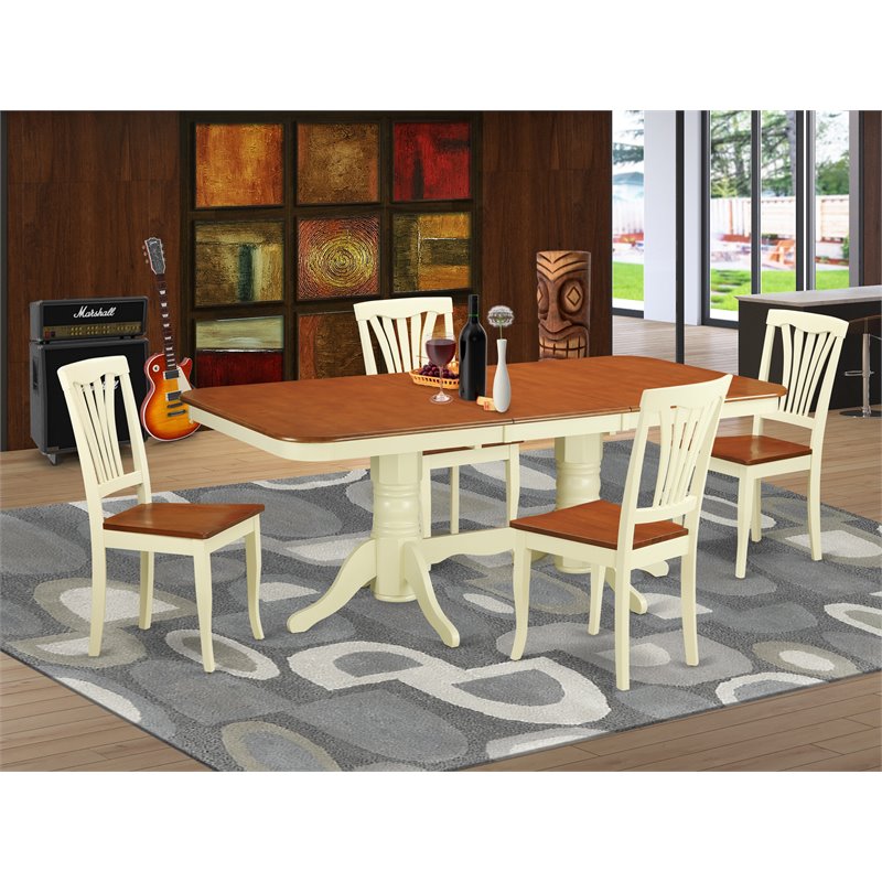 Pemberly Row 5-Piece Dining Set with Ladder Back Chairs and Cherry Finish