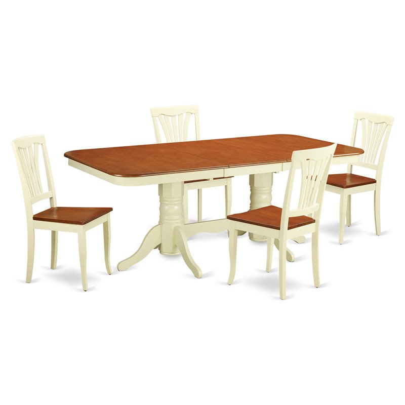 Pemberly Row 5-Piece Dining Set with Ladder Back Chairs and Cherry Finish
