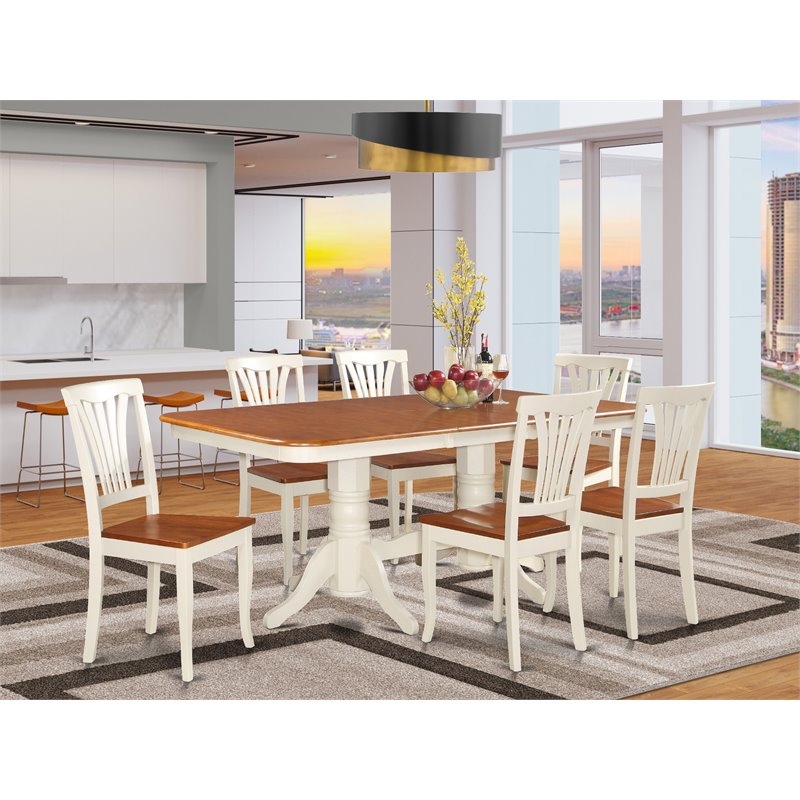 Pemberly Row 7-Piece Dining Table Set Rubberwood Buttermilk Cherry