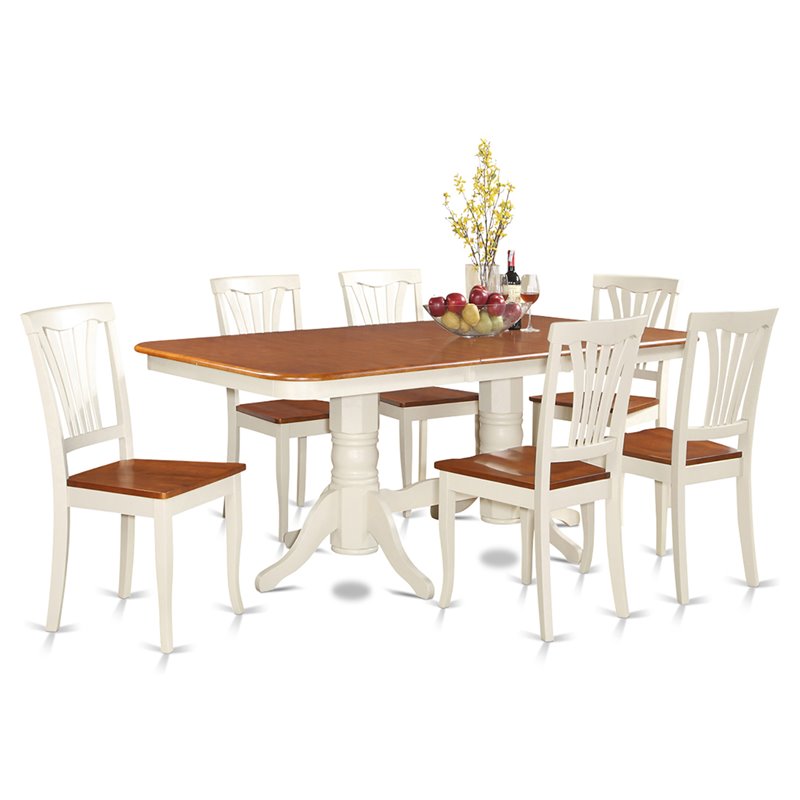 Pemberly Row 7-Piece Dining Table Set Rubberwood Buttermilk Cherry
