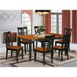 Pemberly Row 7-Piece Kitchen Table and Wood Seat Chair Set in Black/Cherry
