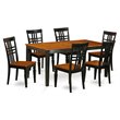 Pemberly Row 7-Piece Kitchen Table and Wood Seat Chair Set in Black/Cherry