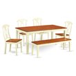 Pemberly Row 6-Piece Wood Dining Set with Bench in Buttermilk/Cherry