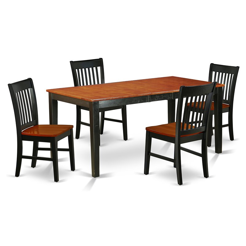 Pemberly Row 5-Piece Wood Dining Set with Rectangle Table in Black Finish