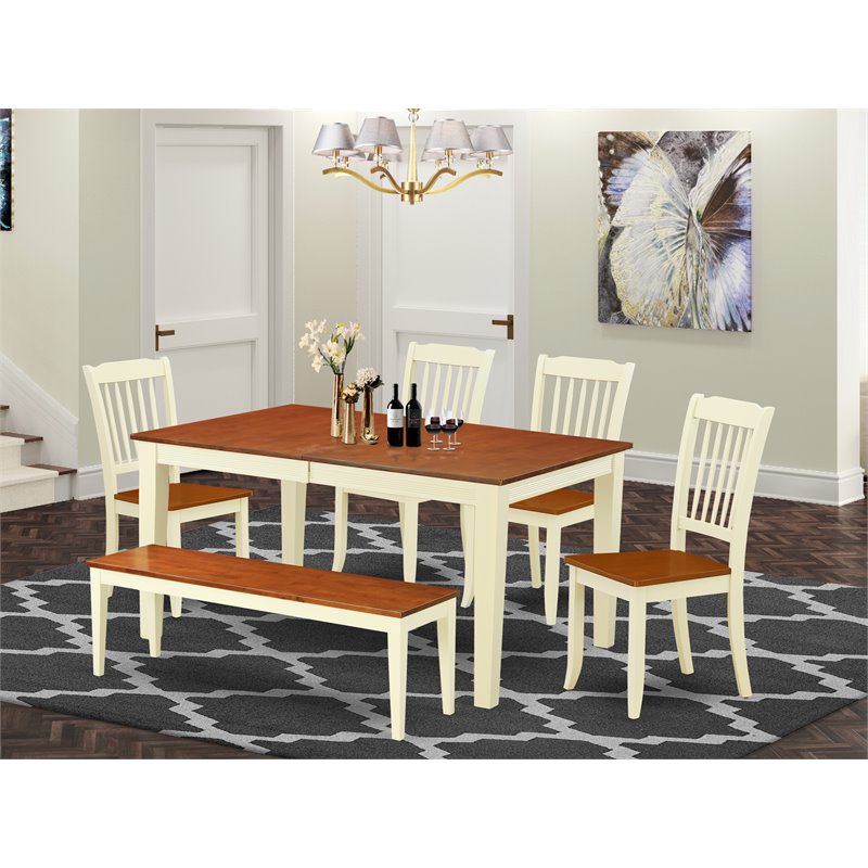 Pemberly Row 6-Piece Wood Dining Set with Buttermilk/Cherry Finish