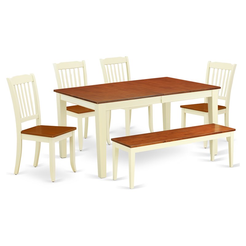 Pemberly Row 6-Piece Wood Dining Set with Buttermilk/Cherry Finish